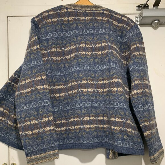 VINTAGE CARROLL REED WOOL PATTERN SWEATER JACKETS SIZE L - Picture 11 of 12